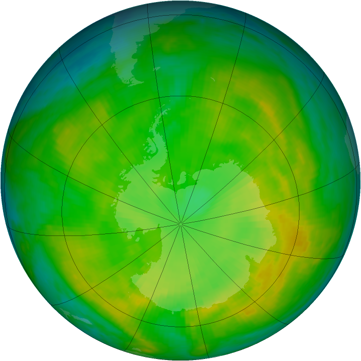 Antarctic ozone map for 14 December 1980